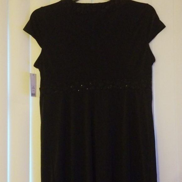 Ladies Black George Dress LG 12-14 - Picture 8 of 8